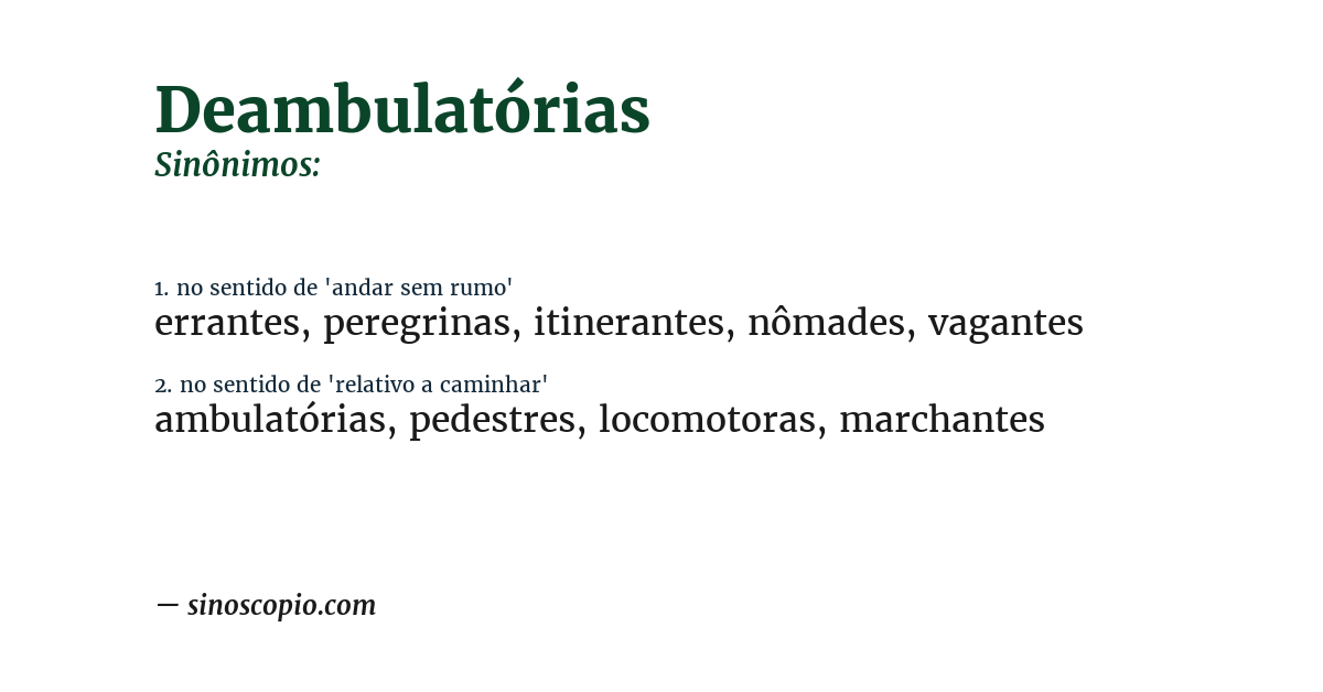 Sinônimo de deambulatórias