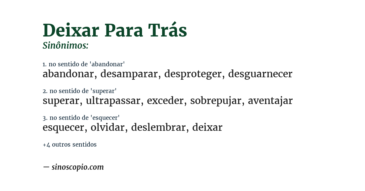 Sinônimo de deixar para trás