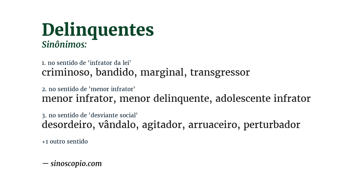 Sinônimo de delinquentes