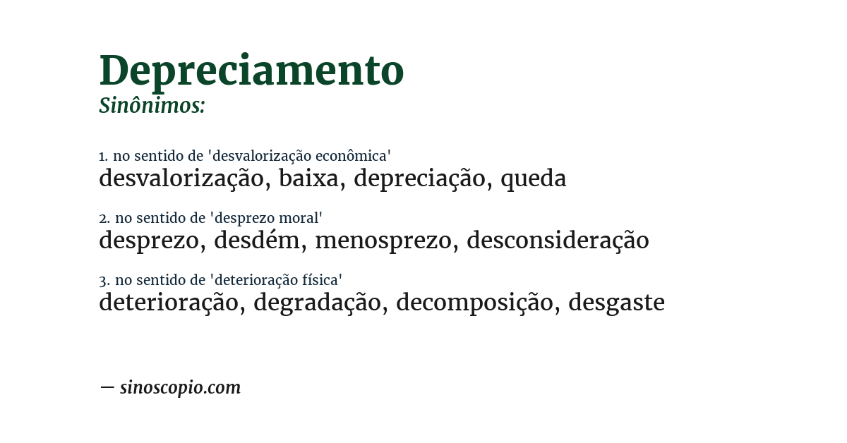 Sinônimo de depreciamento