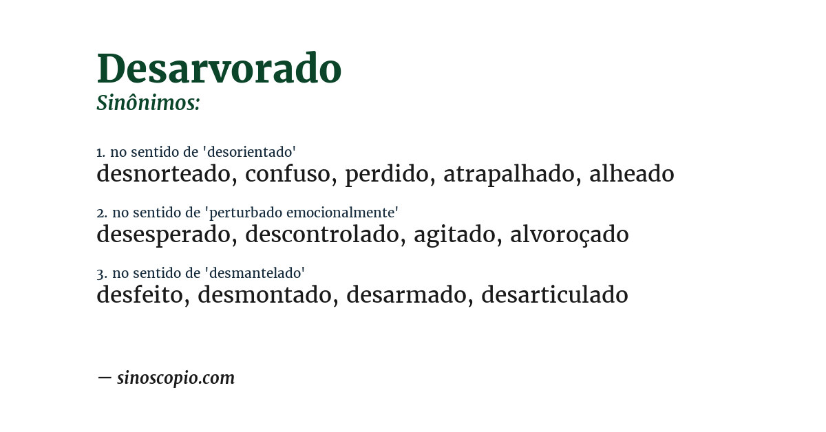 Sinônimo de desarvorado