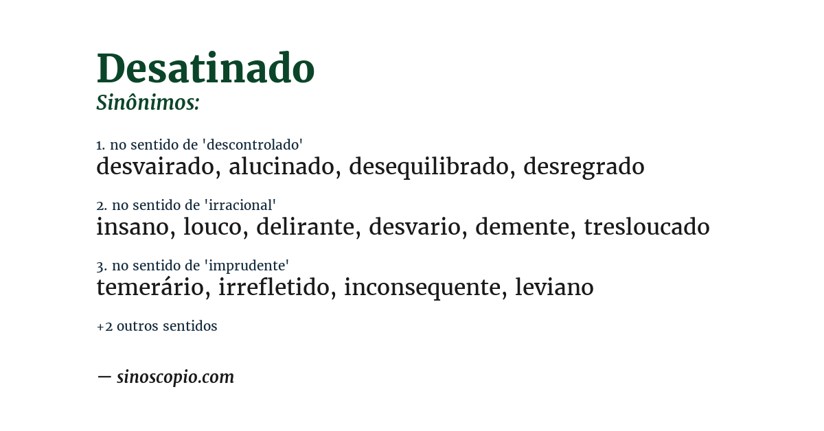 Sinônimo de desatinado
