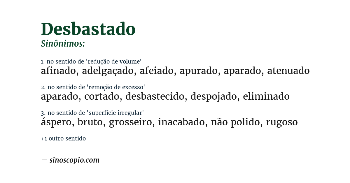 Sinônimo de desbastado