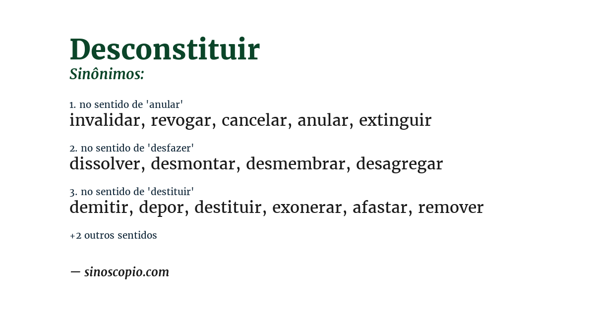 Sinônimo de desconstituir