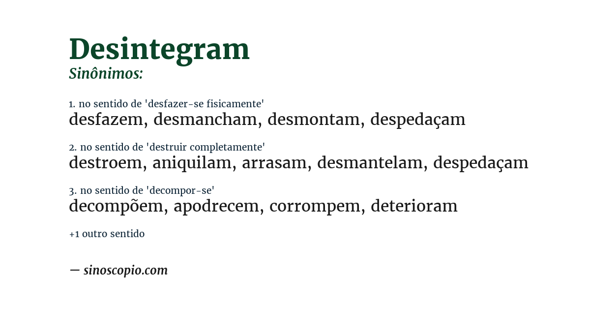 Sinônimo de desintegram