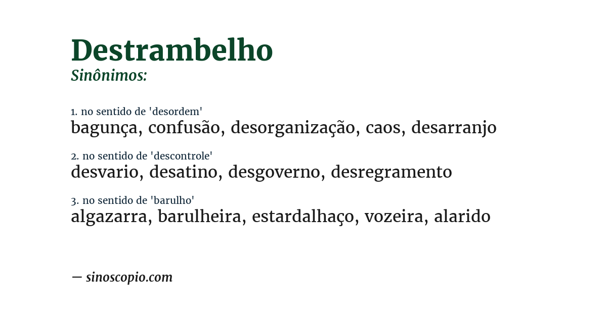 Sinônimo de destrambelho