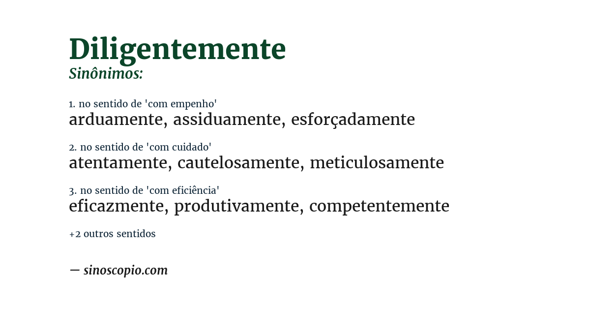 Sinônimo de diligentemente