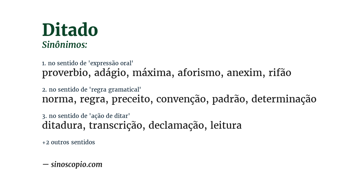 Sinônimo de ditado