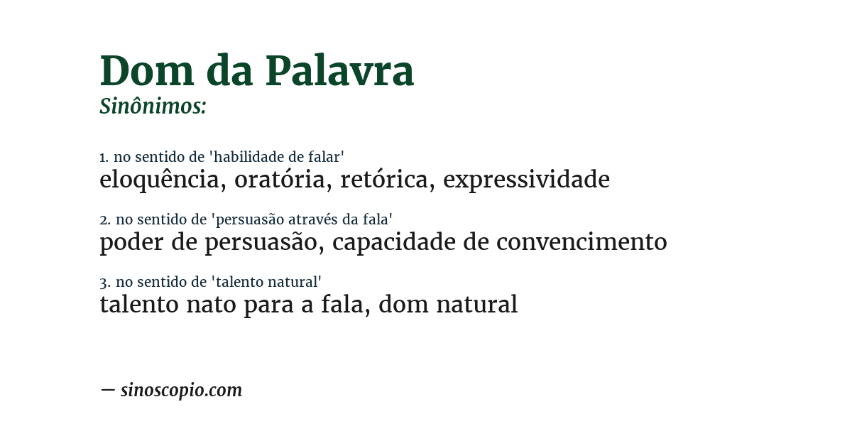 Sinônimo de dom da palavra