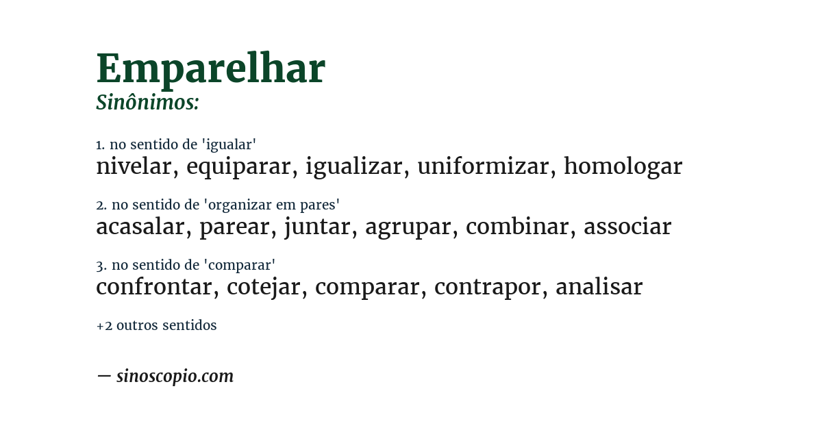 Sinônimo de emparelhar