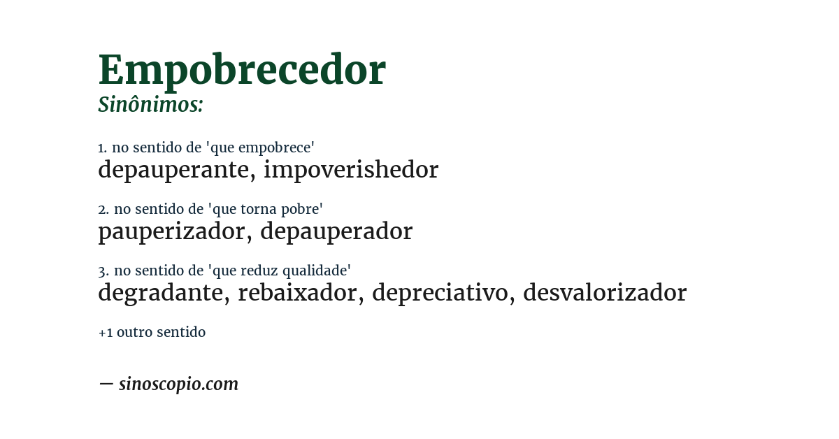 Sinônimo de empobrecedor