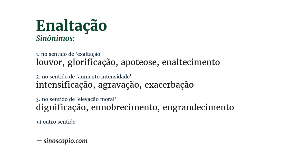 Sinônimo de enaltação