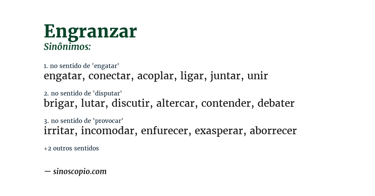 Sinônimo de engranzar