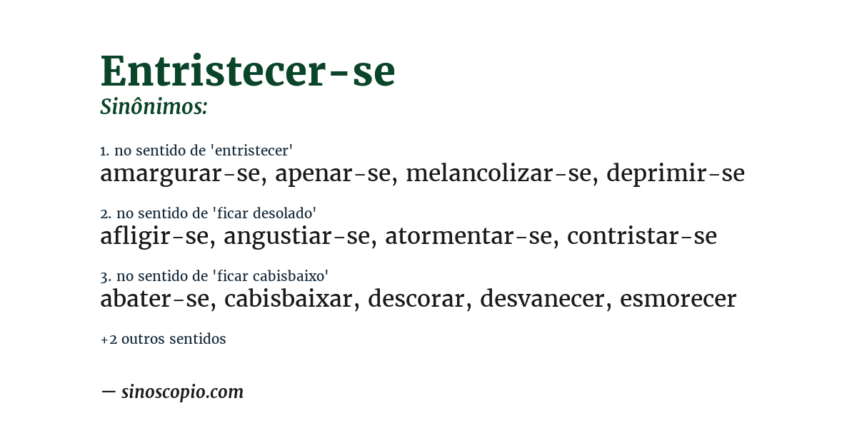 Sinônimo de entristecer-se