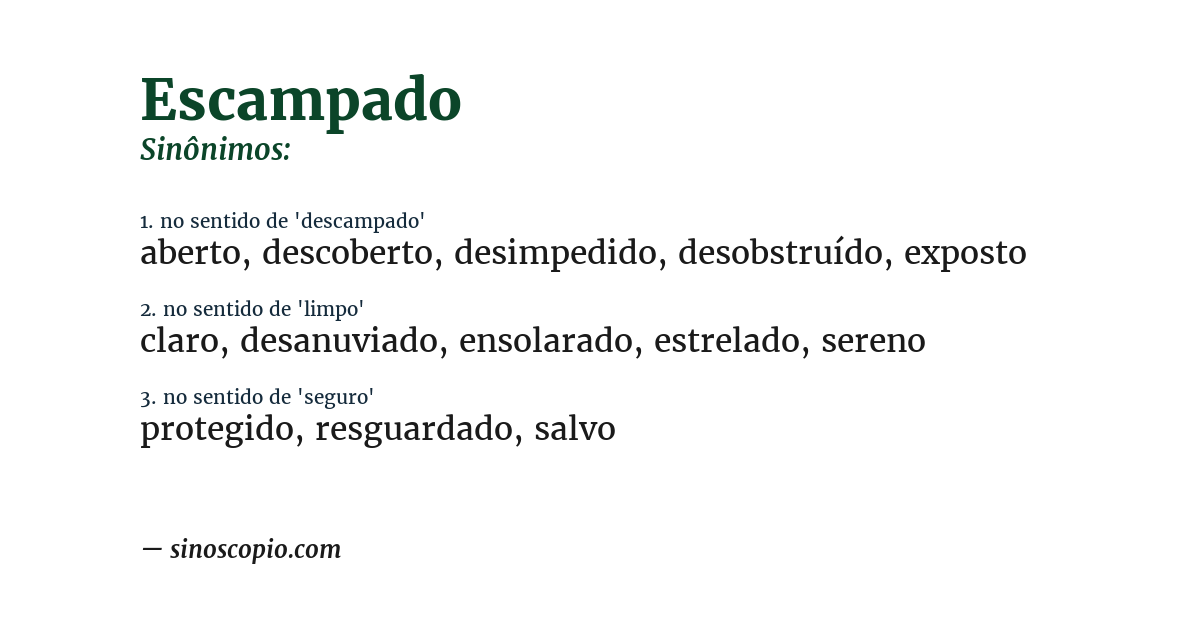 Sinônimo de escampado