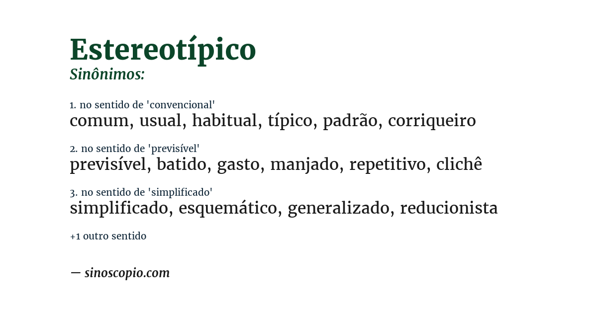 Sinônimo de estereotípico