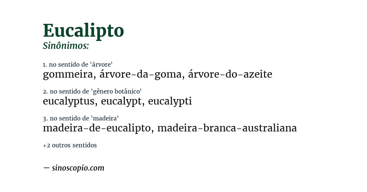 Sinônimo de eucalipto