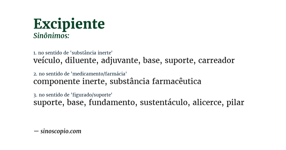 Sinônimo de excipiente