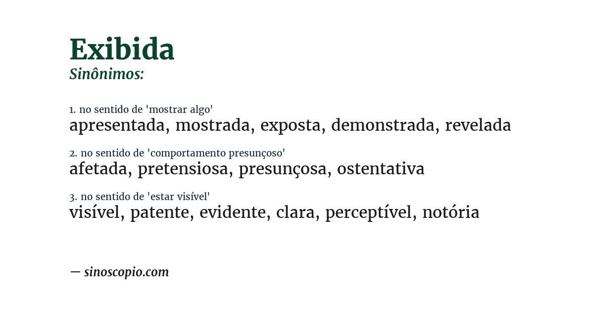 Sinônimo de exibida