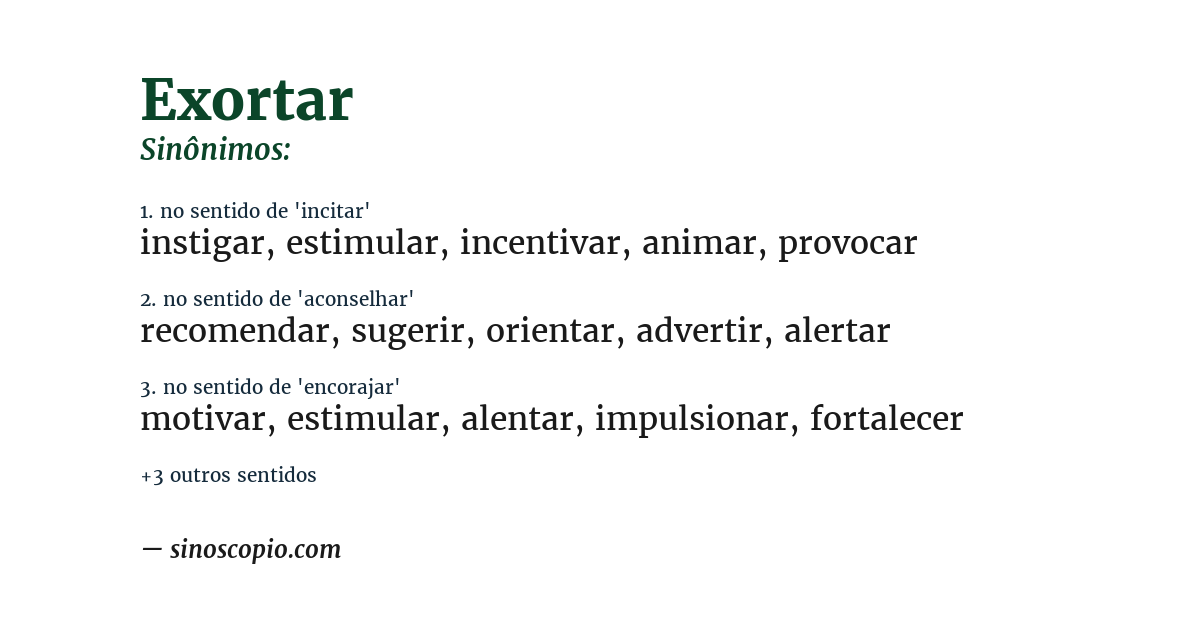 Sinônimo de exortar