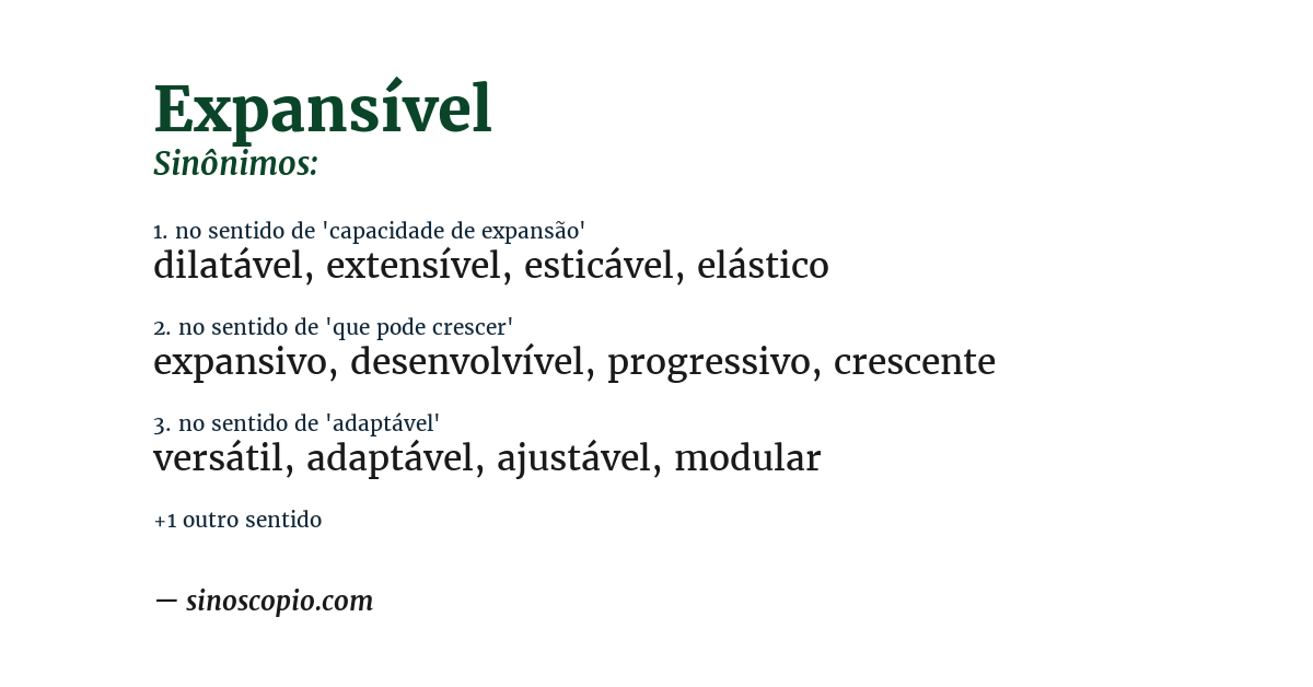 Sinônimo de expansível