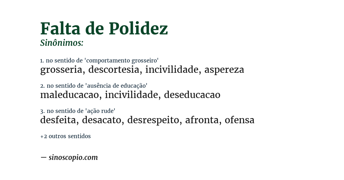 Sinônimo de falta de polidez