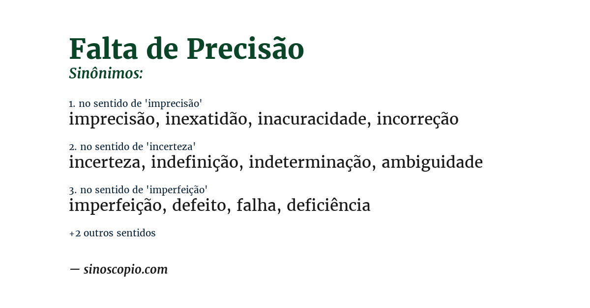 Sinônimo de falta de precisão