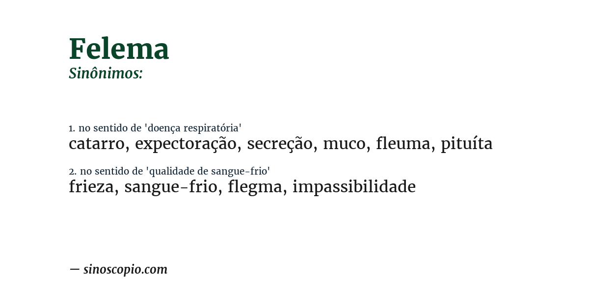 Sinônimo de felema