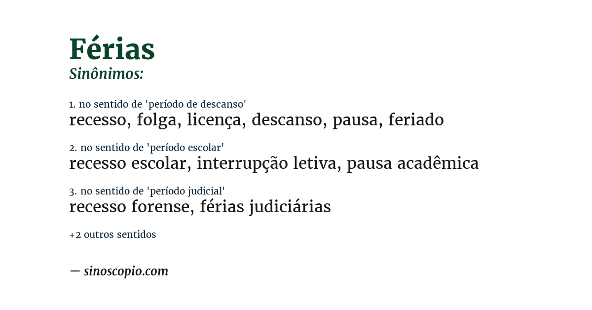 Sinônimo de férias