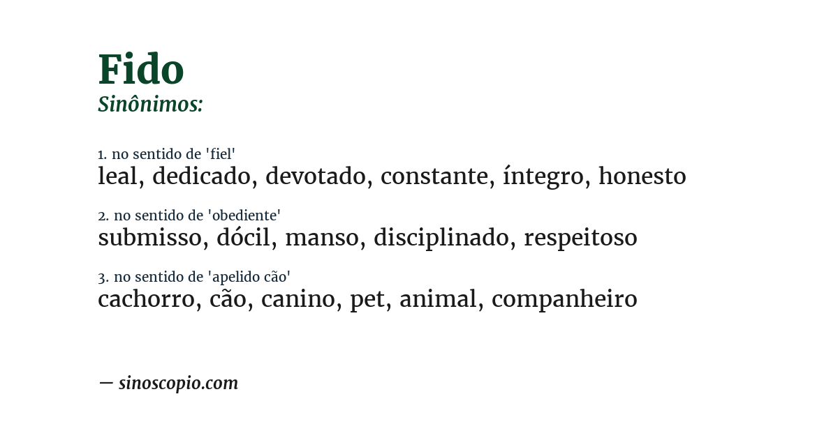Sinônimo de fido