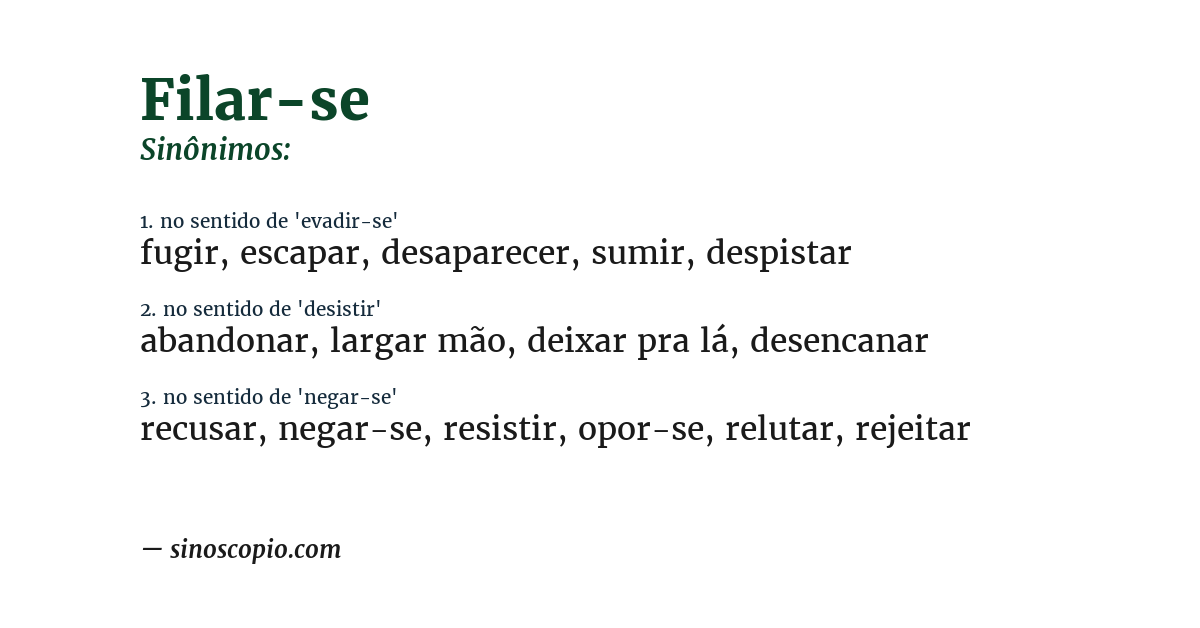 Sinônimo de filar-se
