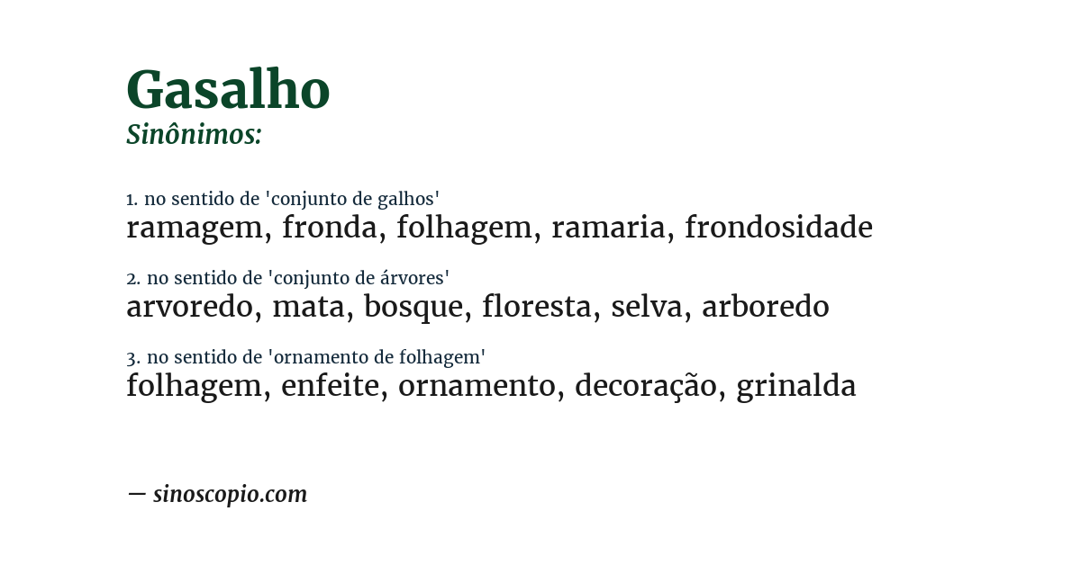 Sinônimo de gasalho