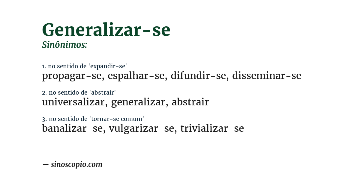 Sinônimo de generalizar-se