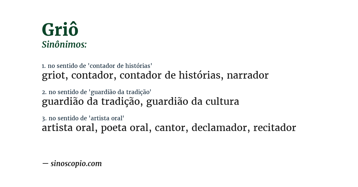 Sinônimo de griô