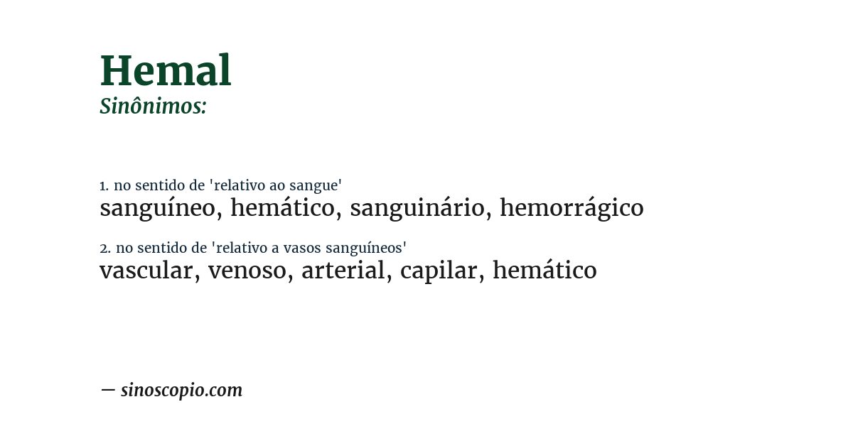 Sinônimo de hemal