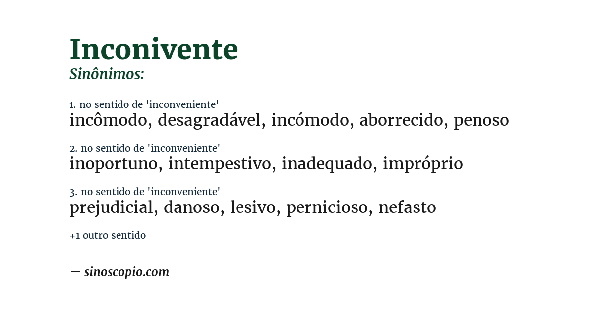 Sinônimo de inconivente