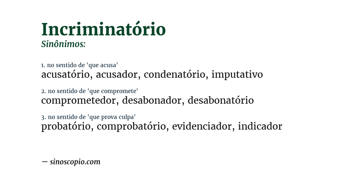 Sinônimo de incriminatório