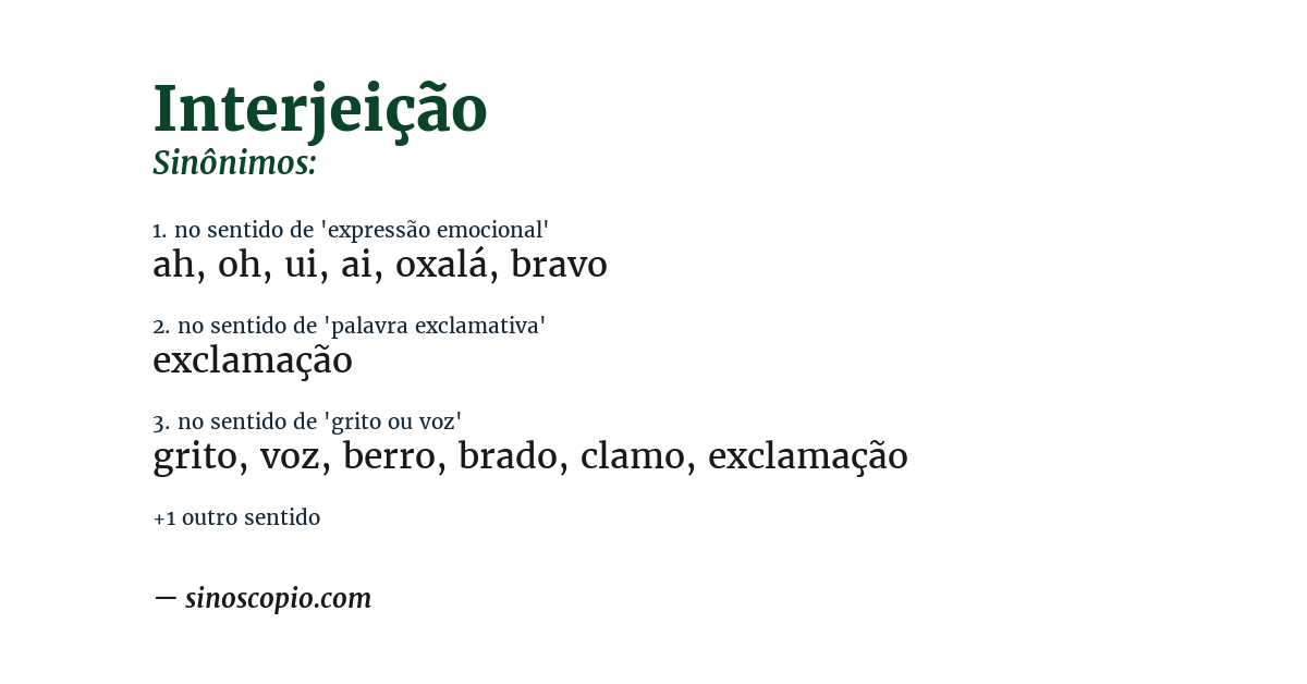 Sinônimo de interjeição