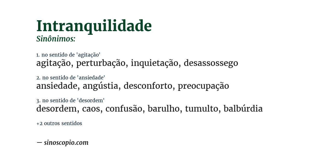 Sinônimo de intranquilidade