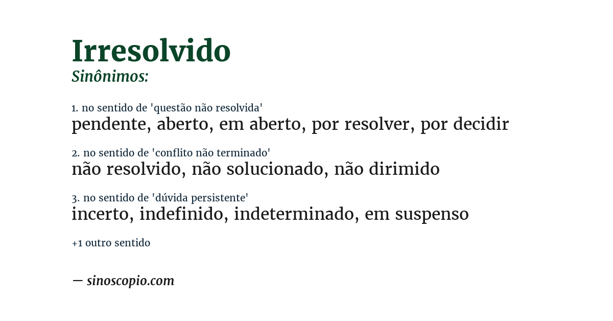 Sinônimo de irresolvido