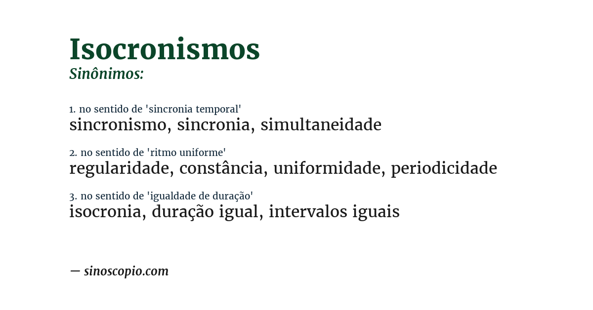 Sinônimo de isocronismos