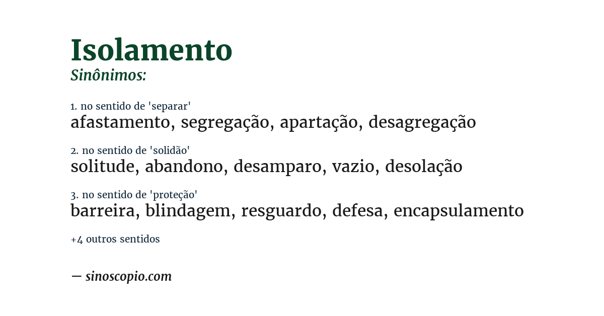 Sinônimo de isolamento