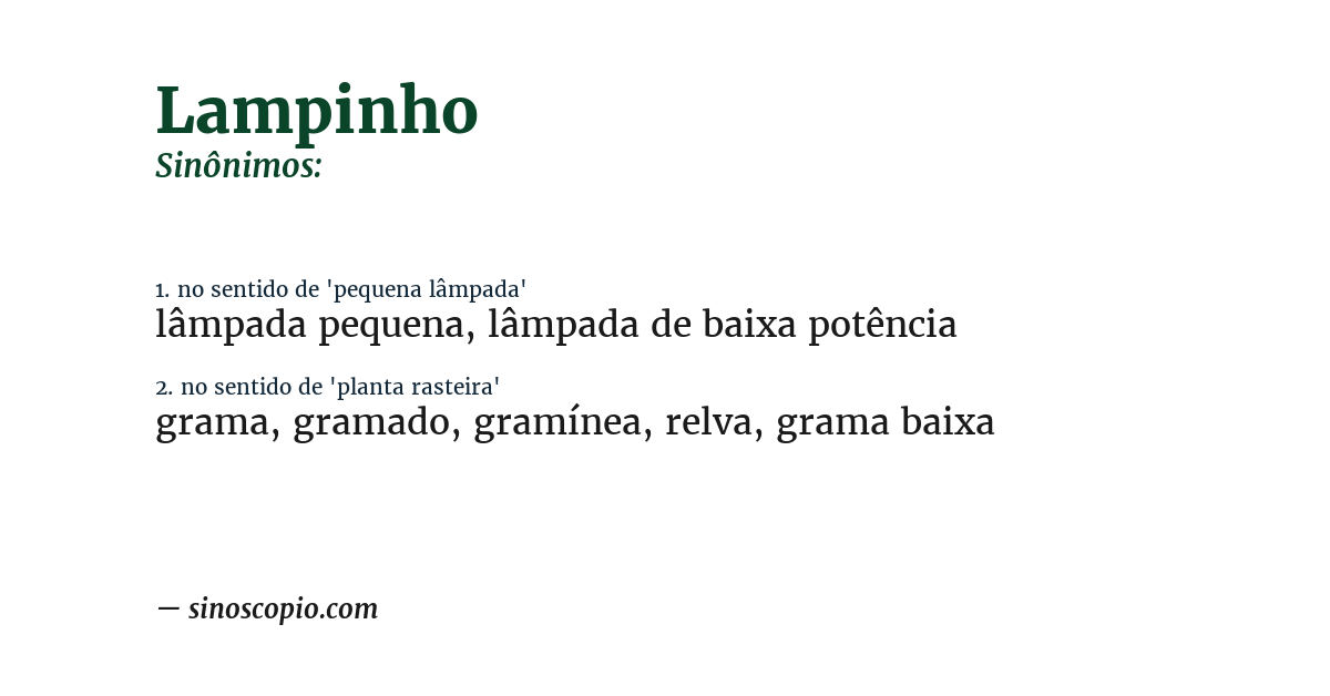 Sinônimo de lampinho