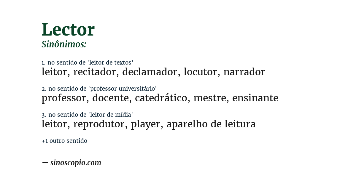 Sinônimo de lector