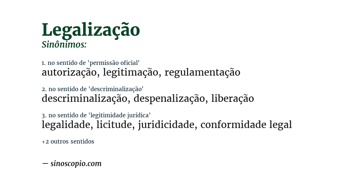 Sinônimo de legalização