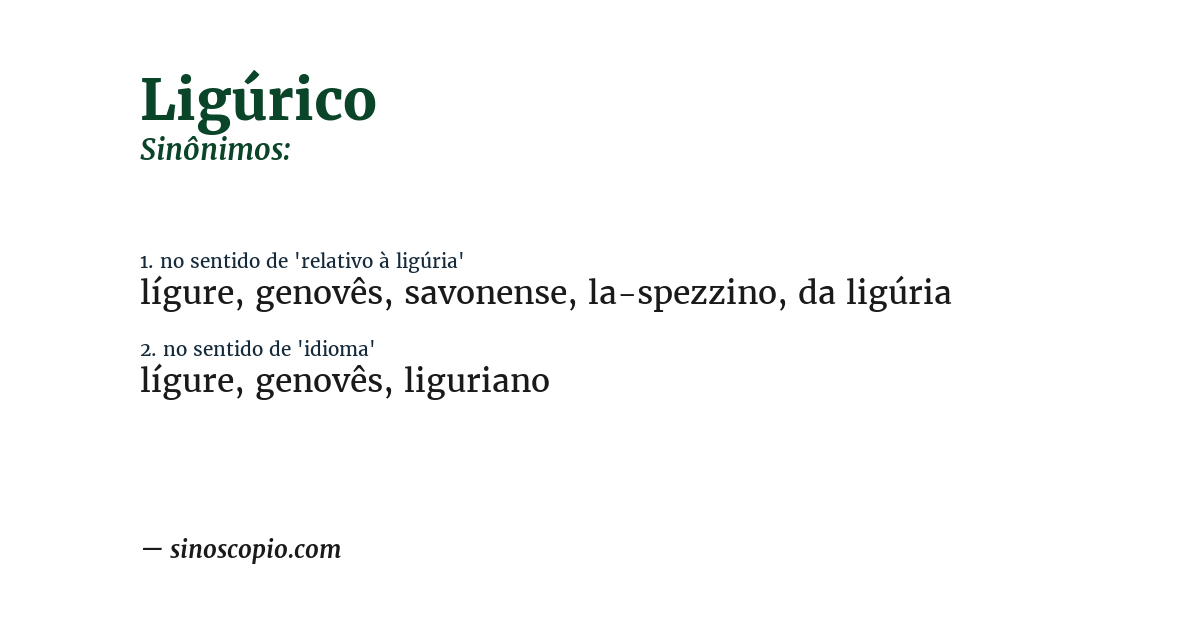 Sinônimo de ligúrico
