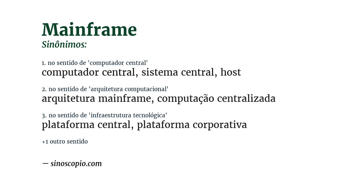 Sinônimo de mainframe