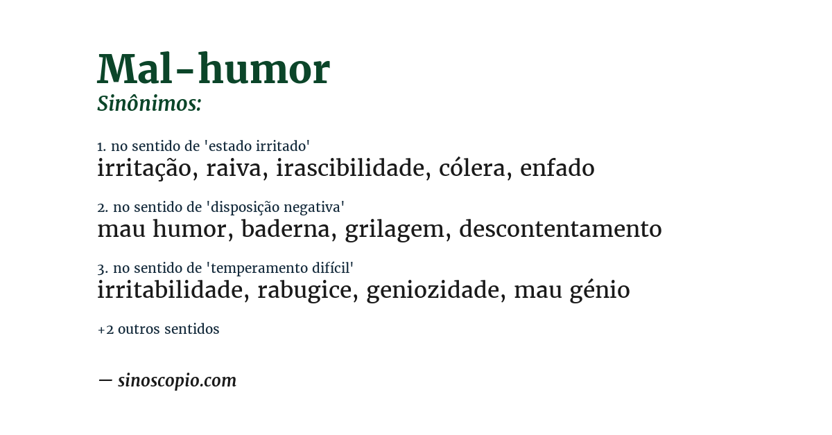 Sinônimo de mal-humor