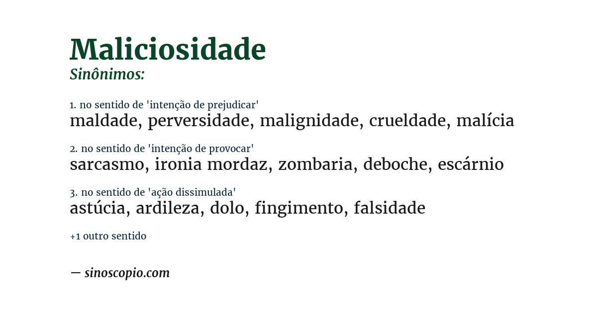 Sinônimo de maliciosidade