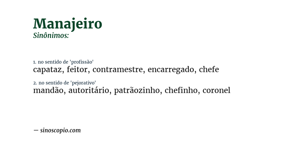 Sinônimo de manajeiro
